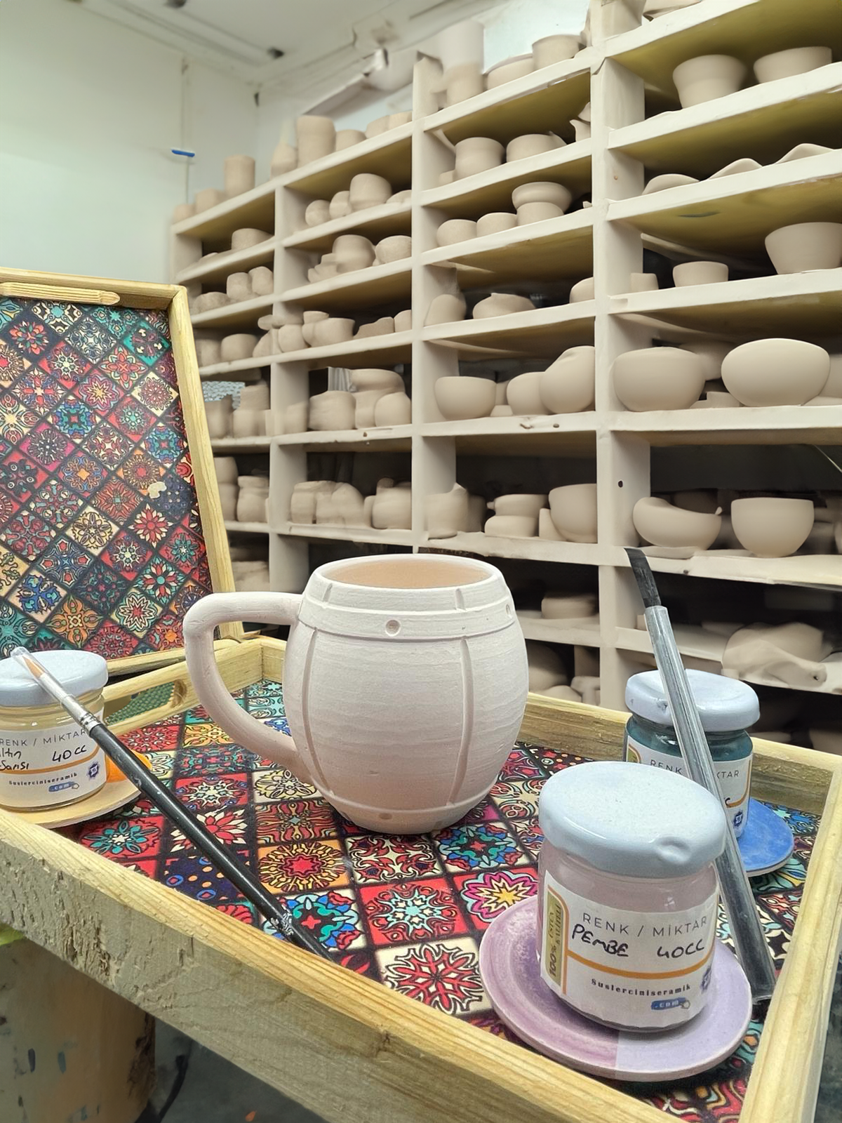 Çark Yapımı Boyanmaya Hazır Seramik Meşrubat Bardağı