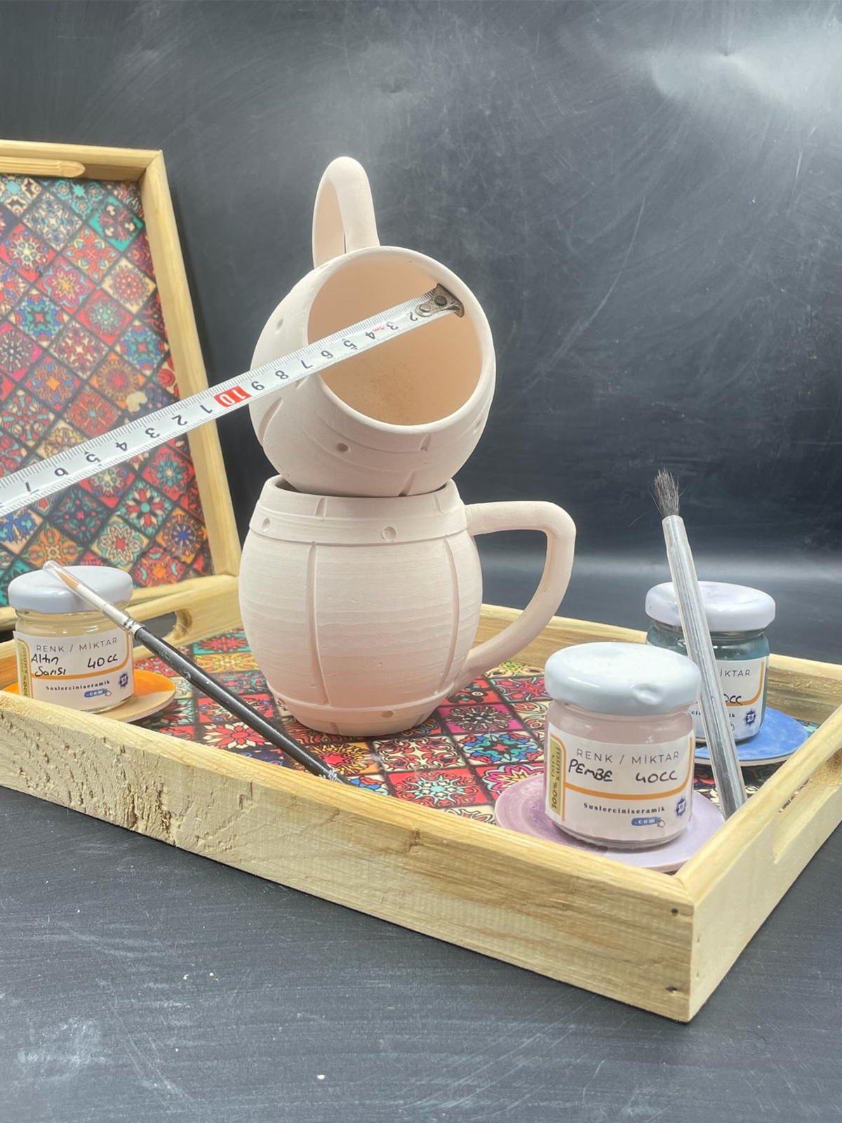 Çark Yapımı Boyanmaya Hazır Seramik Meşrubat Bardağı