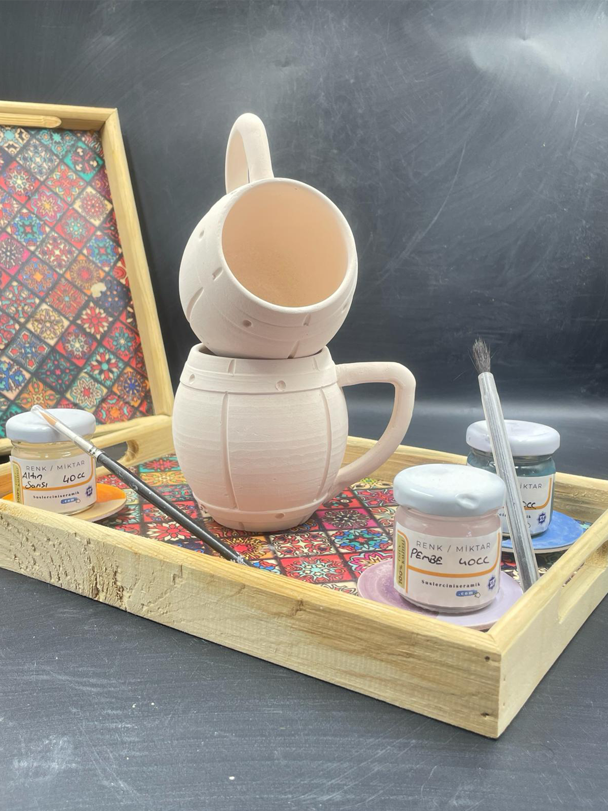 Çark Yapımı Boyanmaya Hazır Seramik Meşrubat Bardağı