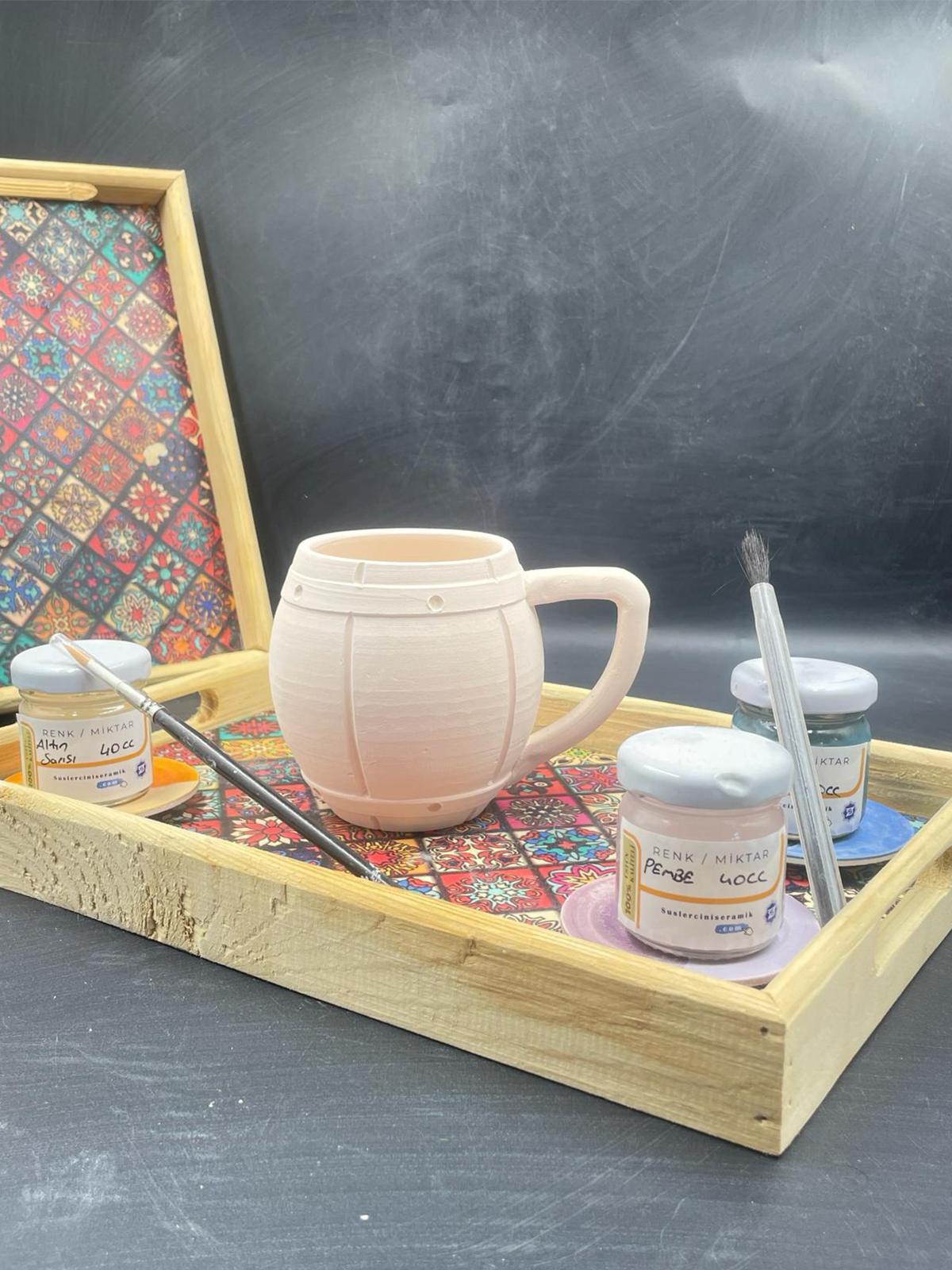 Çark Yapımı Boyanmaya Hazır Seramik Meşrubat Bardağı