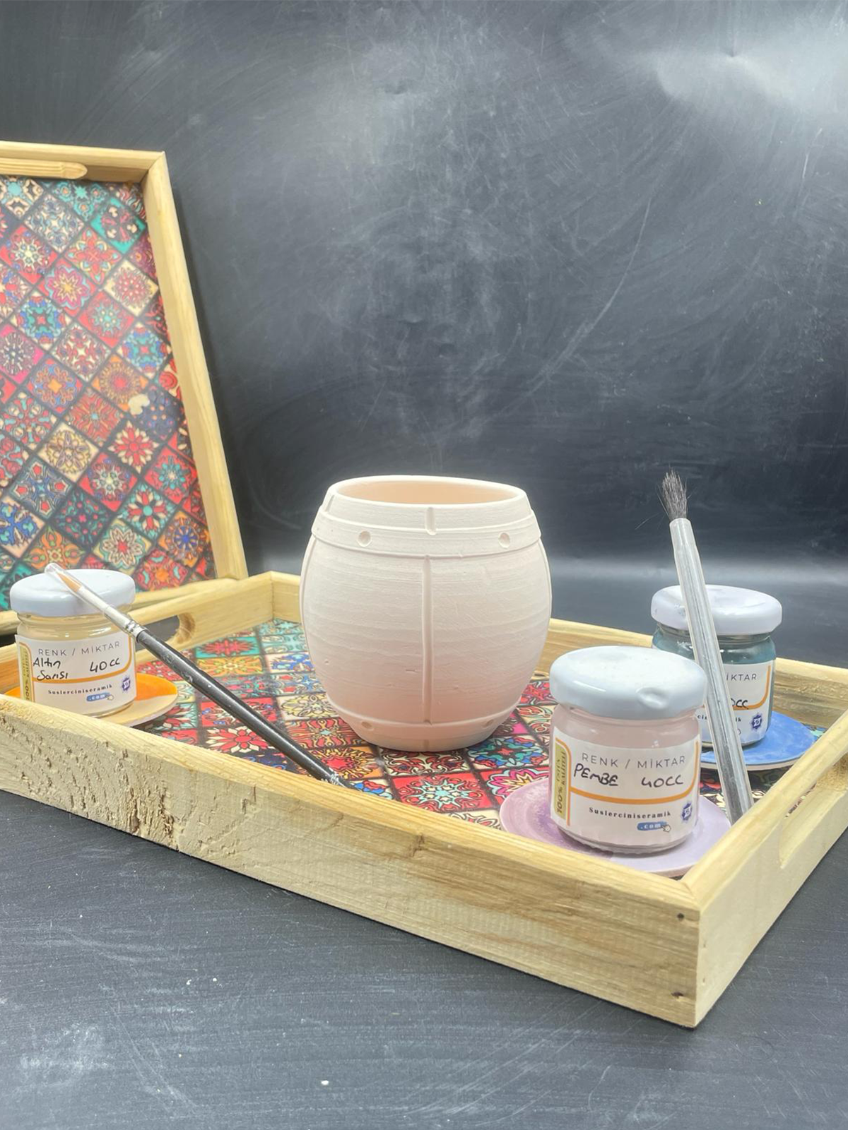 Çark Yapımı Boyanmaya Hazır Seramik Meşrubat Bardağı