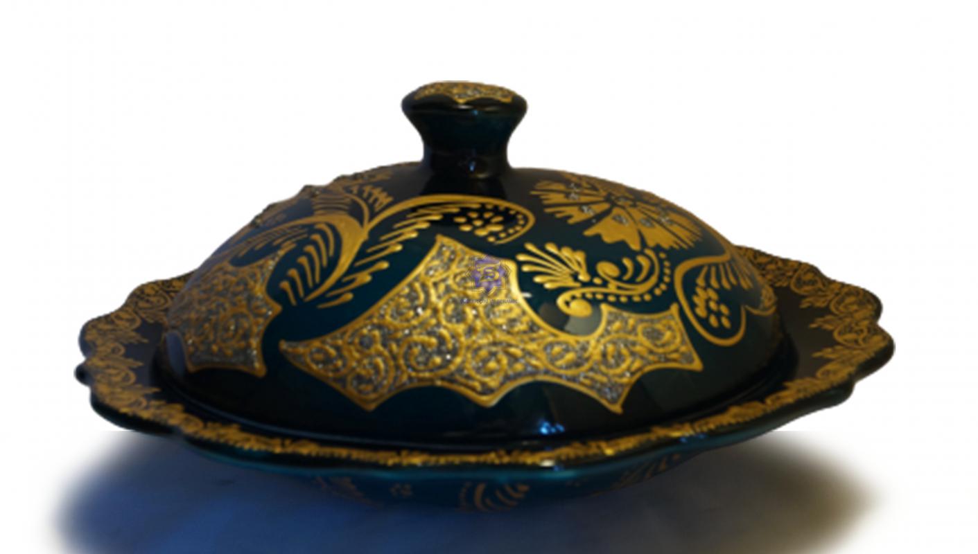 Osmanlı Pilavlık Model 1 | Turkuaz - Altın Yaldız İşlemeli