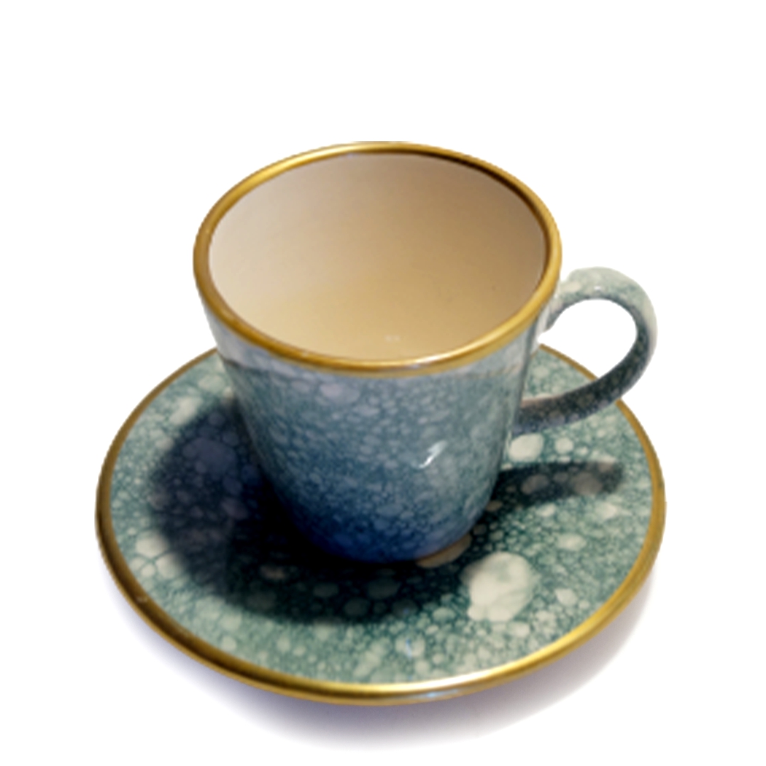 Seramik Nescafe Fincanı Takımı ( KUŞKONMAZ YEŞİLİ ) SÜSLER
